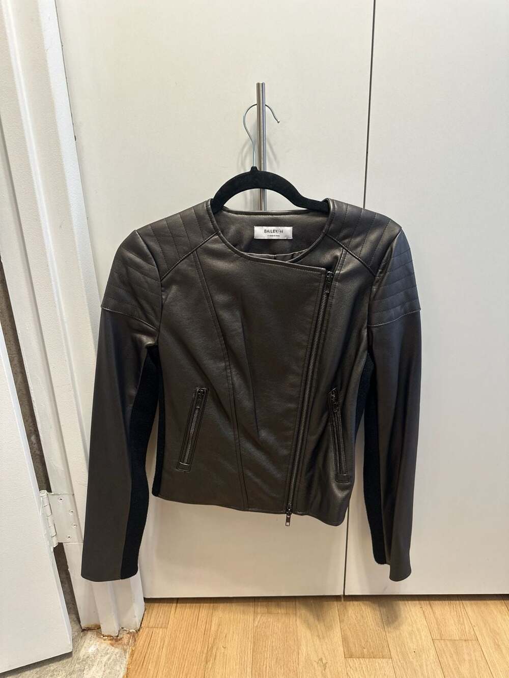 Bailey 44 Vegan Leather Mixed Media Moto Jacket Size 4